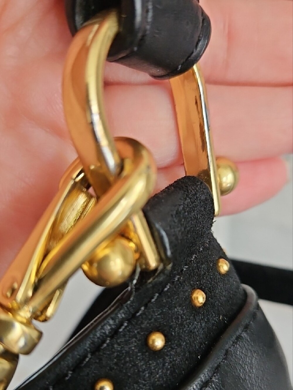 Ralph Lauren Black Leather Stud-Trim Shoulder Hobo - Picture 8 of 10